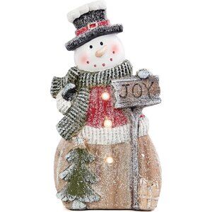 Snowman Statue with LED Lights for Christmas Decoration, Holiday Decor